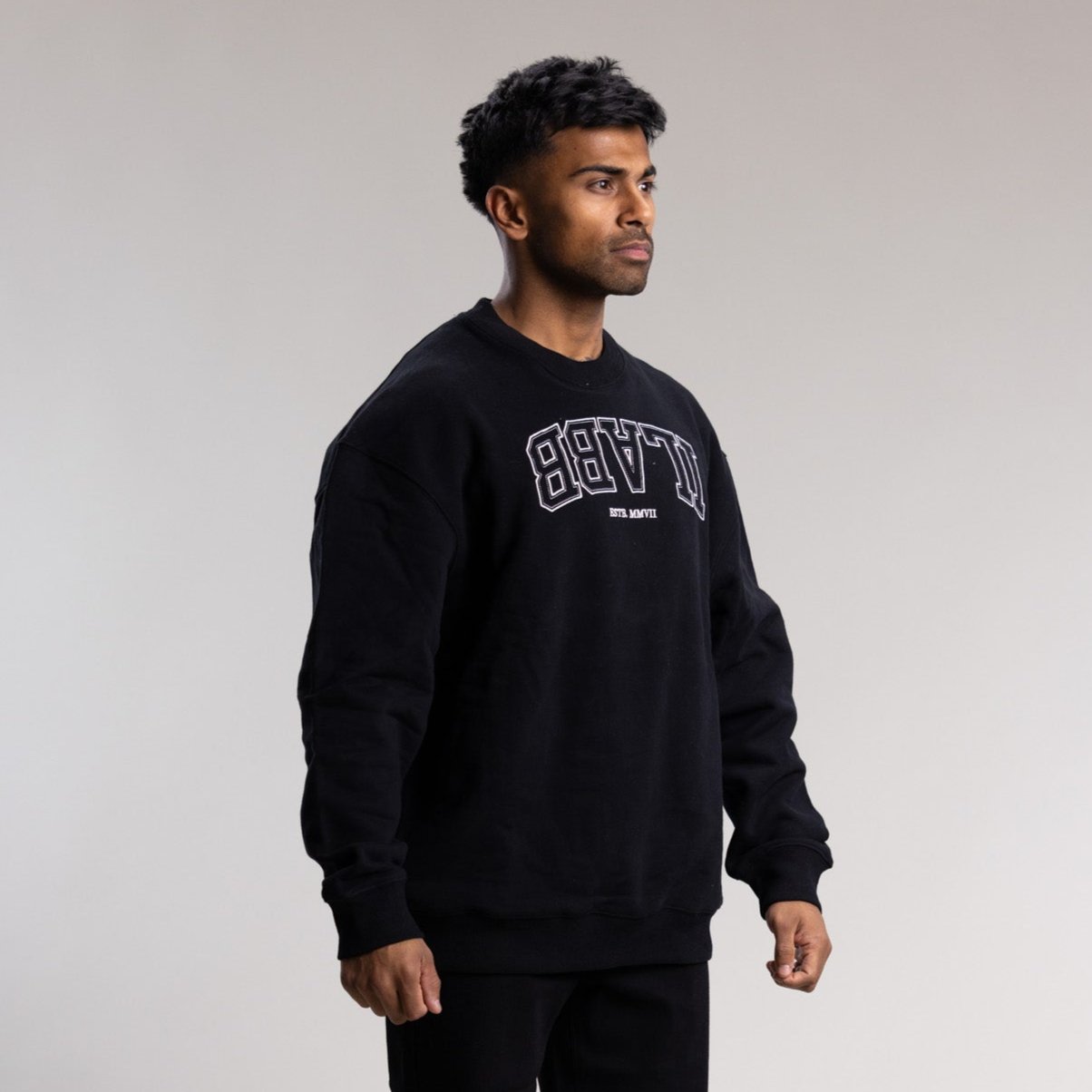 Varsity Line Block Crew Unisex BLACK