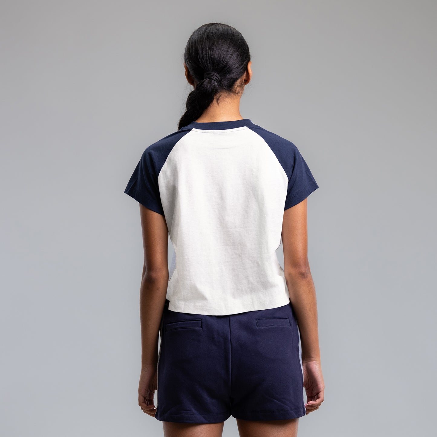 Seven22 Raglan Cropped Tee Women's MIST/NAVY