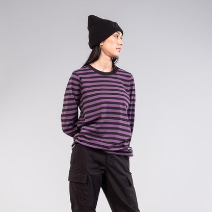 Women's Sprint Long Sleeve Tee | Stripe - Mauve/Black - ilabb
